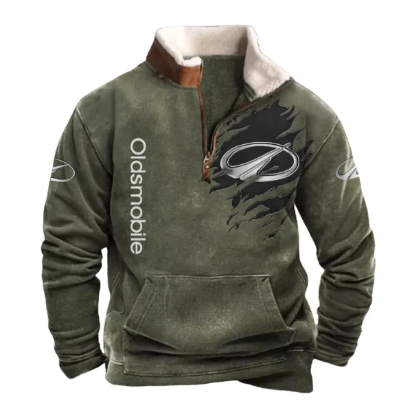 Oldsmobile Half Zip Fur Collar Hoodie