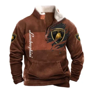 Lamborghini Half Zip Fur Collar Hoodie