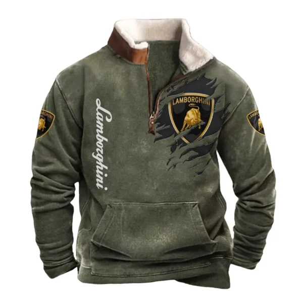 Lamborghini Half Zip Fur Collar Hoodie