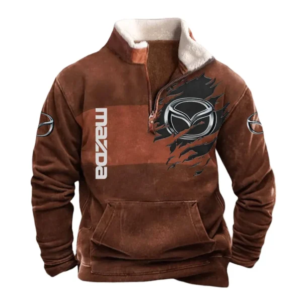 Mazda Half Zip Fur Collar Hoodie