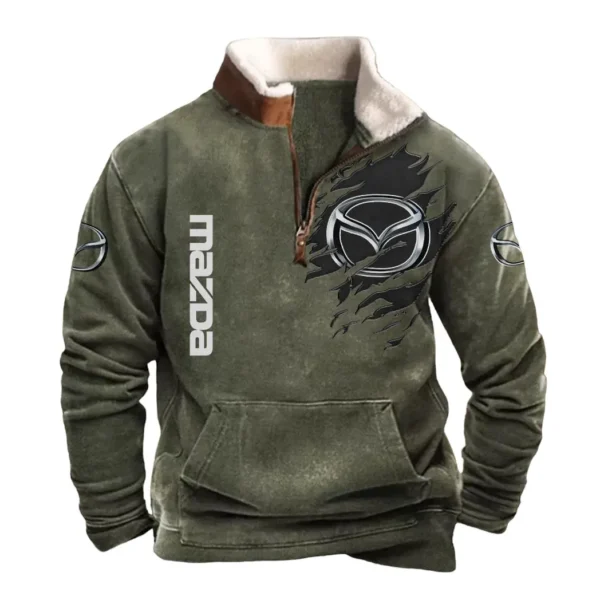 Mazda Half Zip Fur Collar Hoodie