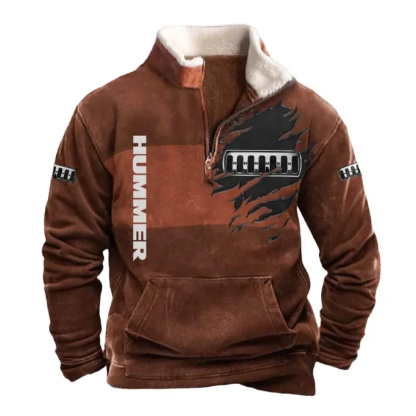 Hummer Half Zip Fur Collar Hoodie