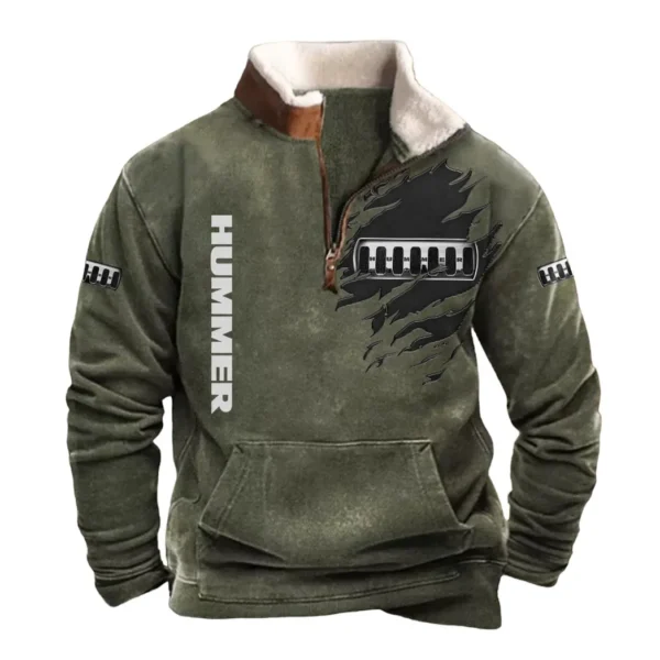 Hummer Half Zip Fur Collar Hoodie