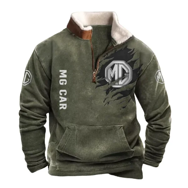 MG Automobile Half Zip Fur Collar Hoodie